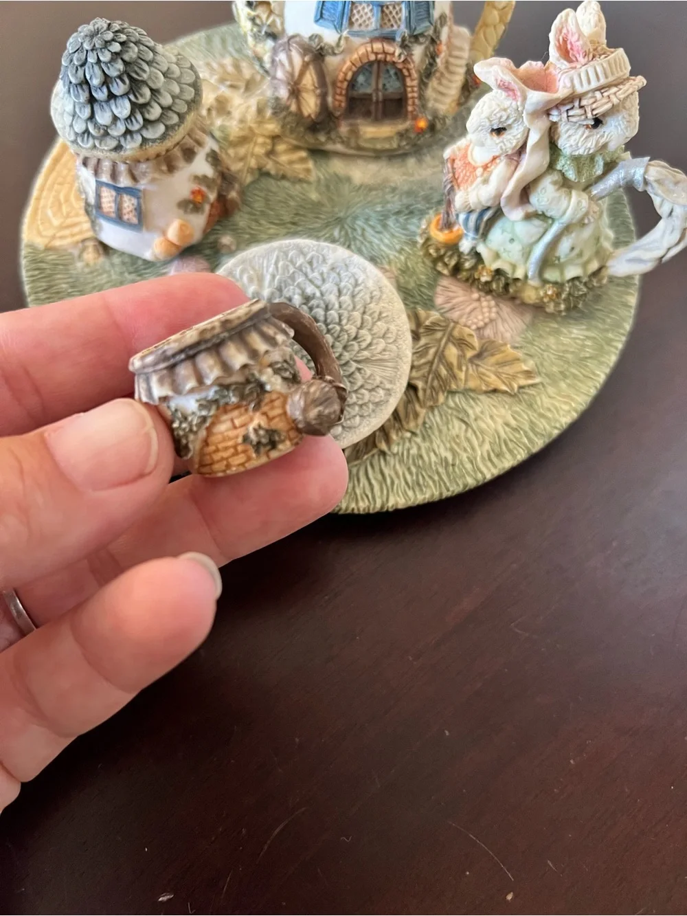 Whimsical Mushroom Cottage Tea Set - Pastel Green